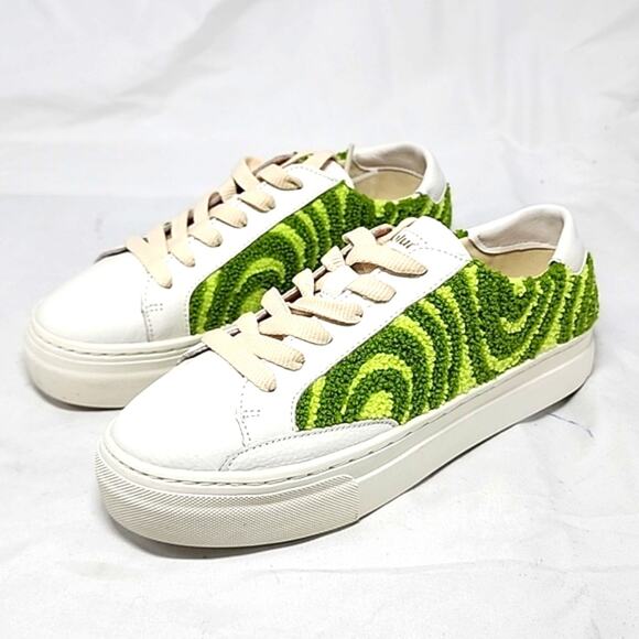 🐽SOLUDOS🐽 IBIZA PLATFORM PSYCHEDELIC SPIRAL FOREST GREEN LADIE 6.0 NIB🐽CUTE - Picture 1 of 16
